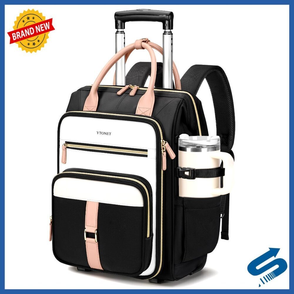 Rolling Laptop Backpack with Wheels Travel Carry On Underseat Luggage Teacher